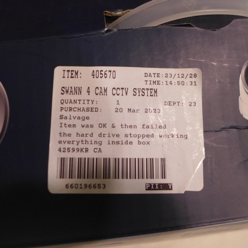 6103 - Swann 4 Camera Cctv System   - This lot requires a UK adapter (334-447) *This lot is subject to Vat