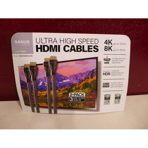 6108 - Sanus 8K 2.1 Hdmi 3 Metre cables 2 pack (335-85) *This lot is subject to Vat