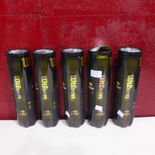 6126 - 5x Tubes Of Wilson Us Open Tennis Balls  (335-218) *This lot is subject to Vat