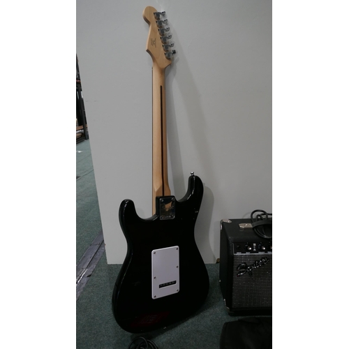 6198 - Squier Electric Guitar+Amp - This lot requires a UK adapter (334-449) *This lot is subject to Vat