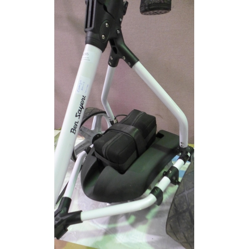 6285 - Ben Sayers White Electric Golf Trolley with Battery and Charger