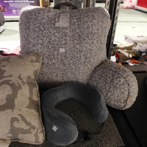 6321 - Washable Indoor Mat, Memory Foam Travel Pillow and 2x Mixed Pillows (335-5,53,81) *This lot is subje... 