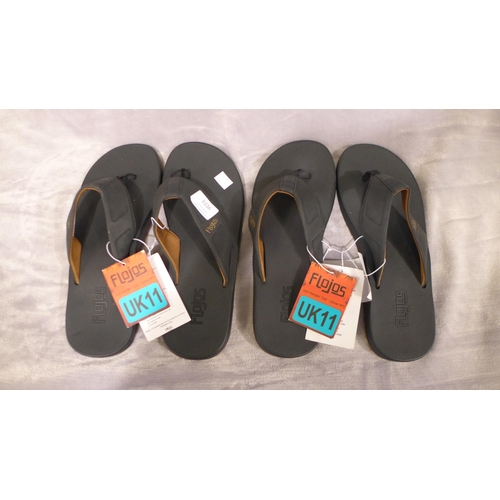 6336 - 2x pairs of Flojo Mens Black Bajo flip flops: size UK 11 (335-18/85796) *This lot is subject to Vat