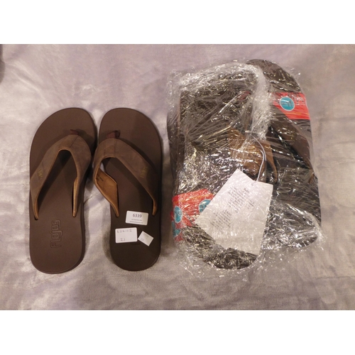 6339 - 5 x pairs of Flojo men's brown Bajo flip flops Uk 11 (335-21/85796) *This lot is subject to Vat