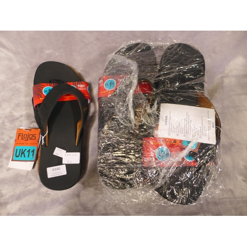 6340 - 5 x pairs of Flojo men's black Bajo flip flops Uk 11 (335-22/85796) *This lot is subject to Vat