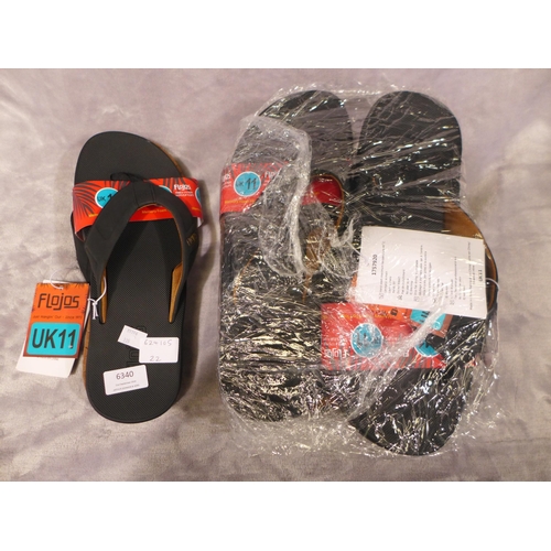 6340 - 5 x pairs of Flojo men's black Bajo flip flops Uk 11 (335-22/85796) *This lot is subject to Vat