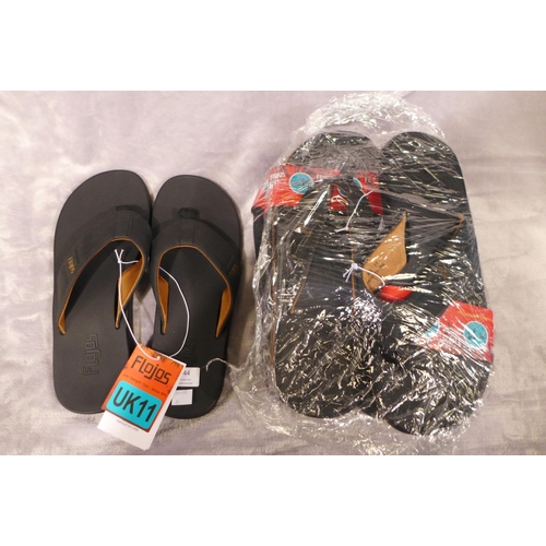 6344 - 5 x pairs of Flojo men's black Bajo flip flops Uk 11 (335-26/85796) *This lot is subject to Vat