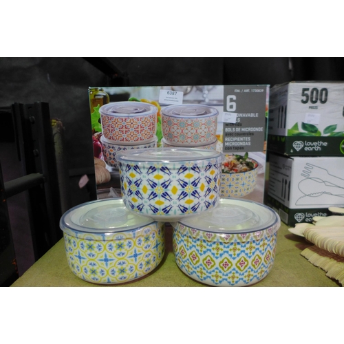 6387 - Microwave Bowls with Lids  (335-276) *This lot is subject to Vat