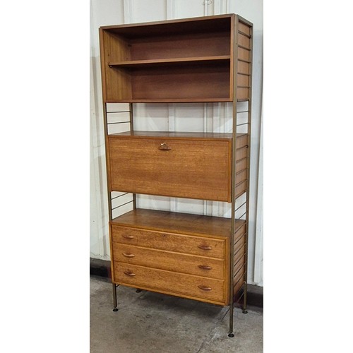 4 - A Staples teak and metal single bay Ladderax room divider