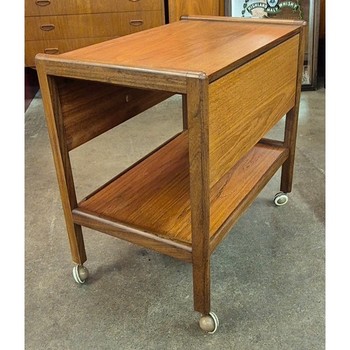 13 - A teak drop-leaf cocktail trolley