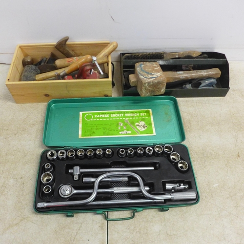 5020 - 3 plastic tool boxes, all sold with a selection of assorted hand tools