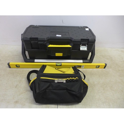 5025 - A two level Stanley tool box with an assortment of tools including, stanley screw drivers, stanley k... 