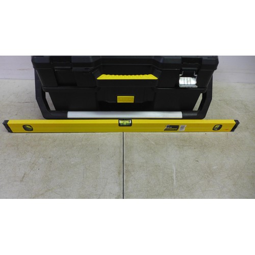 5025 - A two level Stanley tool box with an assortment of tools including, stanley screw drivers, stanley k... 