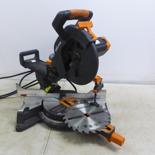 5001 - An Evolution R255 110v tilting sliding compound mitre saw with 250mm steel saw blade