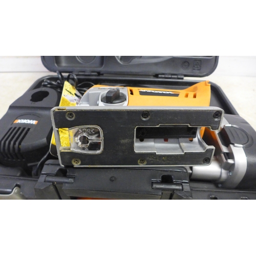 5015 - A Worx 18v cordless jigsaw (WX18JS) in case with battery and charger and a Power Base Excel 240v cor... 