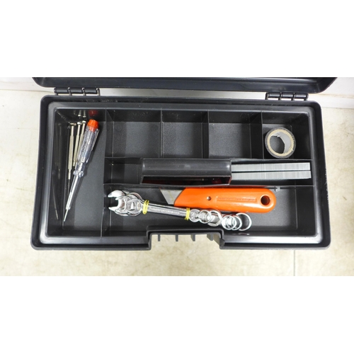 5022 - Two tool boxes of assorted hand tools including hammer, glue gun, saws, hack saw, spirit level, scre... 