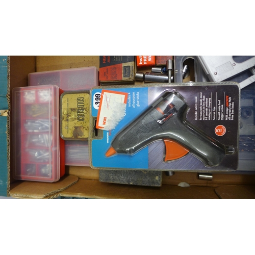 5034 - Two boxes containing an assortment of vintage hand tools and a large amount of drill bits