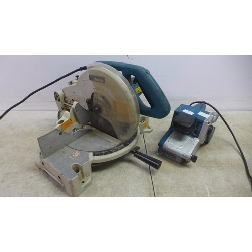 5043 - A Makita LS1040 240v chop saw and a Makita 9404 belt sander