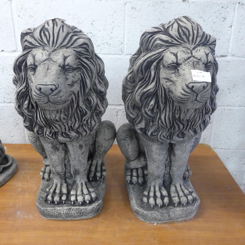 5156 - A pair of concrete stone effect seated lions approx. 24