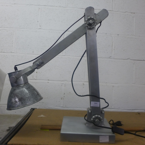 5081 - A metal industrial style anglepoise desk lamp