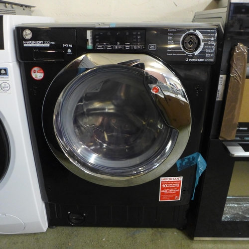 4002 - Hoover H Wash + Dry 300 Pro Black Integrated Washing Machine (9kg), ( Damaged Tray door/ Program Sel... 