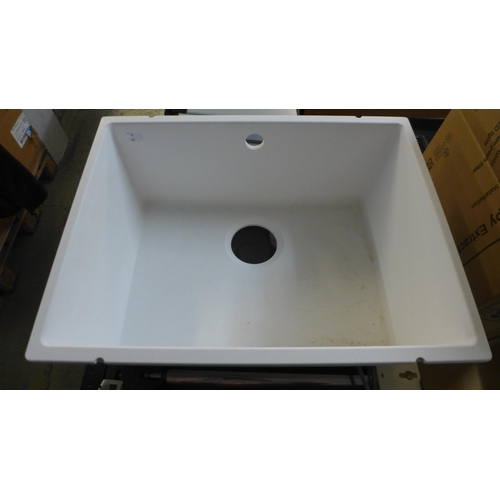 4014 - Samos 1.0 Bowl Composite U/mount White Sink  (458-183) *This lot is subject to Vat