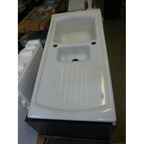 4077 - Evia 1.5 Bowl RVS Ceramic Sink White  , Original RRP £307.50  + vat (460-15)    * This lot is subjec... 