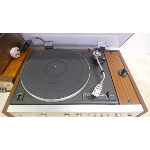 5086 - A quantity of stereo equipment including a Pioneer model C-4500 belt driven turntable record player,... 