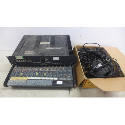 5088 - A Studiomaster Diamond Pro 12-3 mixing deck and a Soundcraft CPS 450/B console power supply, three p... 