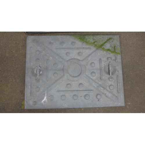 5224 - Two block paving man hole covers and three manhole cover lids