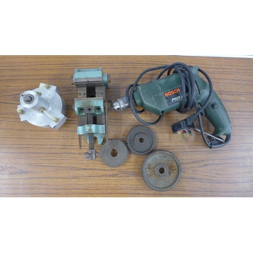 5246 - A quantity of tools and other items including drill chucks, a Black & Decker S4A26 240V 55mm jigsaw ... 