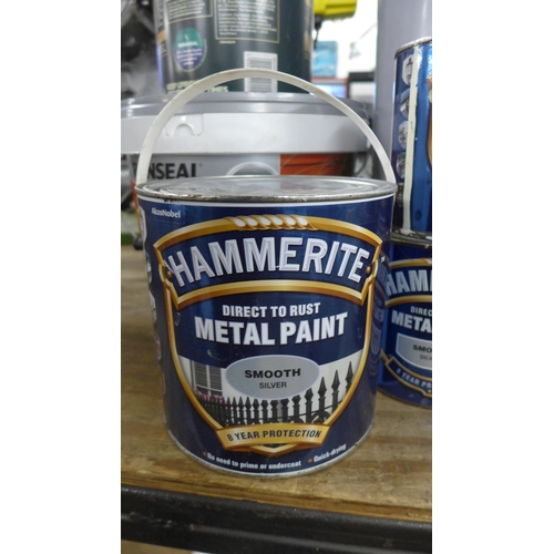 5261 - A quantity of assorted paints including Hammerite direct to rust metal paint, Briwax, SmartSeal impr... 