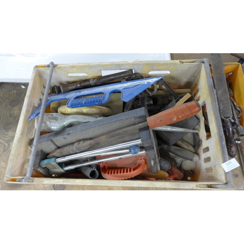 5295 - A large amount of hand tools including, axes, spanners, woodworking tools, decorating tools, etc.