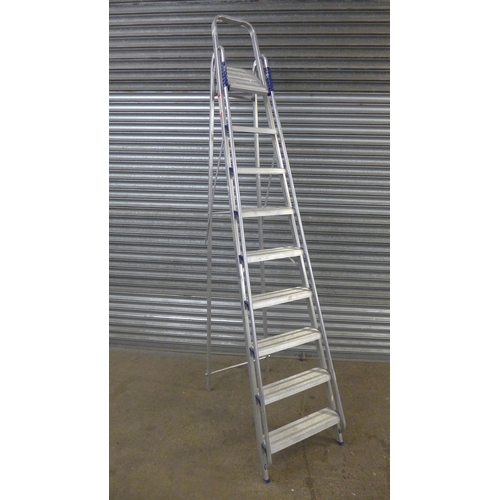 5150 - A 9 rung Abra aluminium A frame step ladder with hand rail