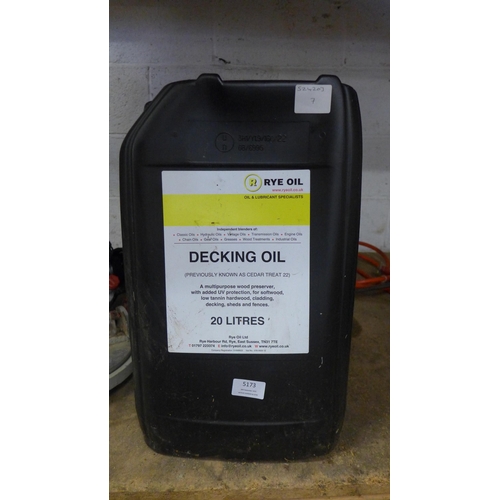 5173 - A 20 litre drum of Rye oil decking oil and a Performance Power Pro NLE210LMA 240v 210mm compound mit... 