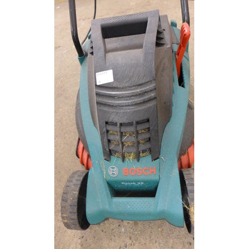 5182 - A Bosch Rotak 36 240V electric lawn mower, a Bosch Combi-Trim electric strimmer and a Makita UM3830 ... 