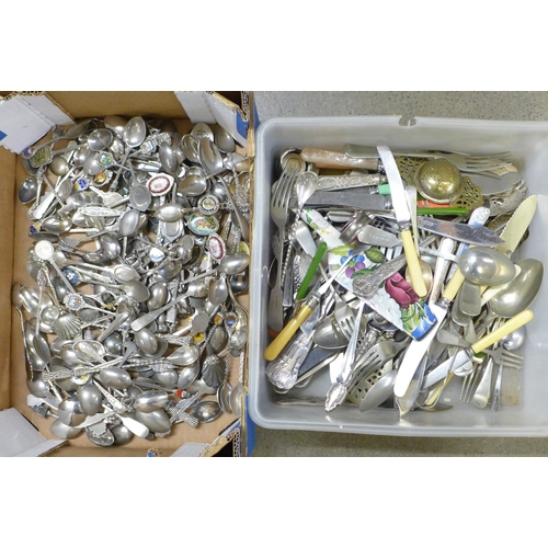 1019 - A large collection of flatware and souvenir spoons **PLEASE NOTE THIS LOT IS NOT ELIGIBLE FOR IN-HOU... 