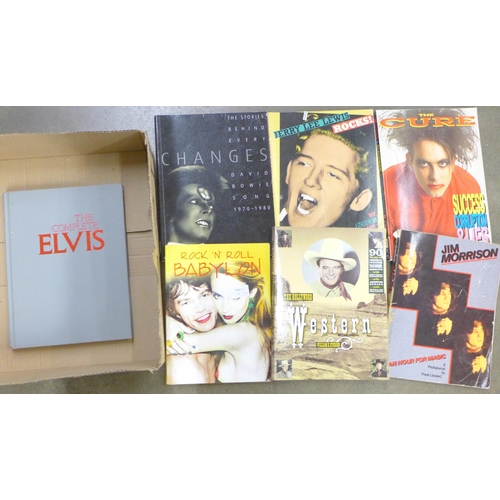 1051 - A collection of seven music/rock books including David Bowie - Changes, Rock n Roll Babylon and Elvi... 