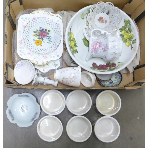 1057 - A box of mixed china including Portmeirion & Wedgwood **PLEASE NOTE THIS LOT IS NOT ELIGIBLE FOR IN-... 