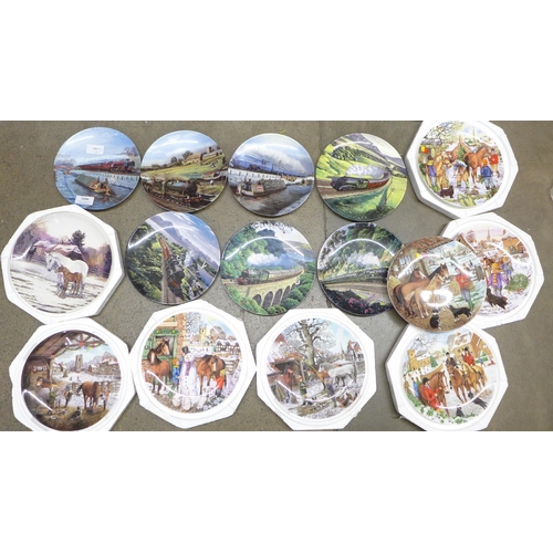 1058 - Limited edition Christmas themed collectors plates and five limited edition train themed collectors ... 