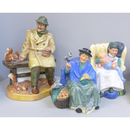 601 - A collection of six Royal Doulton figures including Sweet Dreams, Lunchtime, Eventide and Afternoon ... 