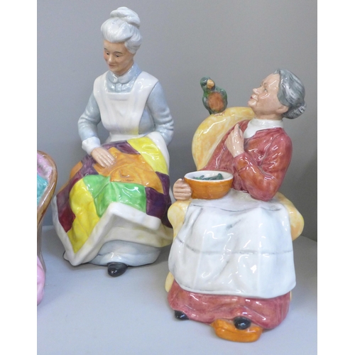 601 - A collection of six Royal Doulton figures including Sweet Dreams, Lunchtime, Eventide and Afternoon ... 