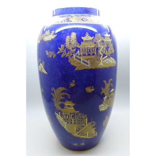 605 - A W&R Carlton Ware Kang Hsi pattern blue vase, 25.5cm