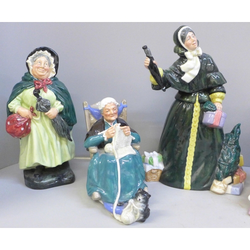 609 - A collection of seven Royal Doulton figures including Christmas Parcels, Twilight, A Penny's Worth, ... 