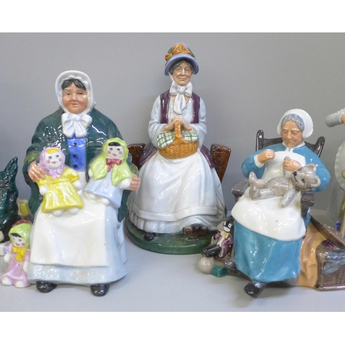 609 - A collection of seven Royal Doulton figures including Christmas Parcels, Twilight, A Penny's Worth, ... 