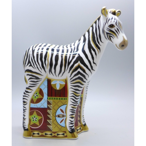 615 - A Royal Crown Derby Zebra Baby paperweight with gold stopper