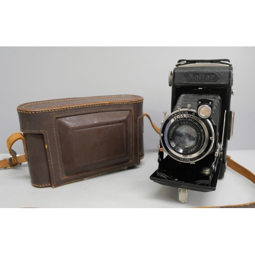 630 - A Nettar folding camera with Zeiss Ikon lens with leather case