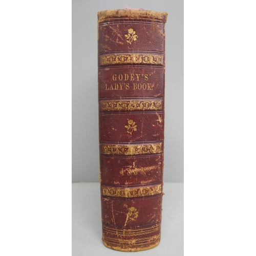 631 - One volume, Godey's Lady's Book, 1858, with prints and engravings of ladies fashion, fashion accesso... 