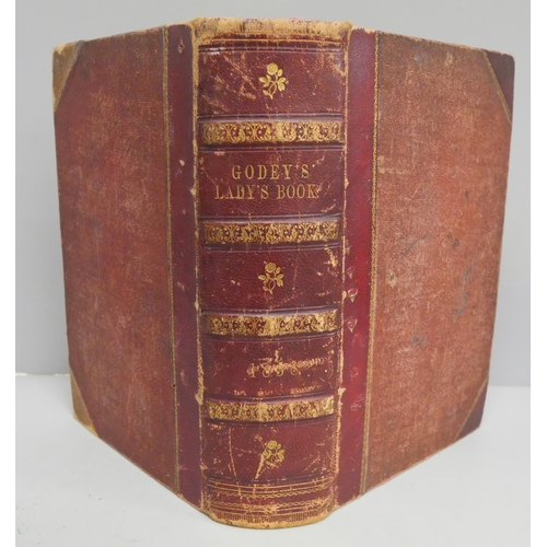 631 - One volume, Godey's Lady's Book, 1858, with prints and engravings of ladies fashion, fashion accesso... 