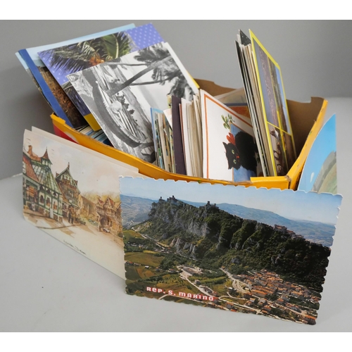 638 - A box of postcards, vintage to modern